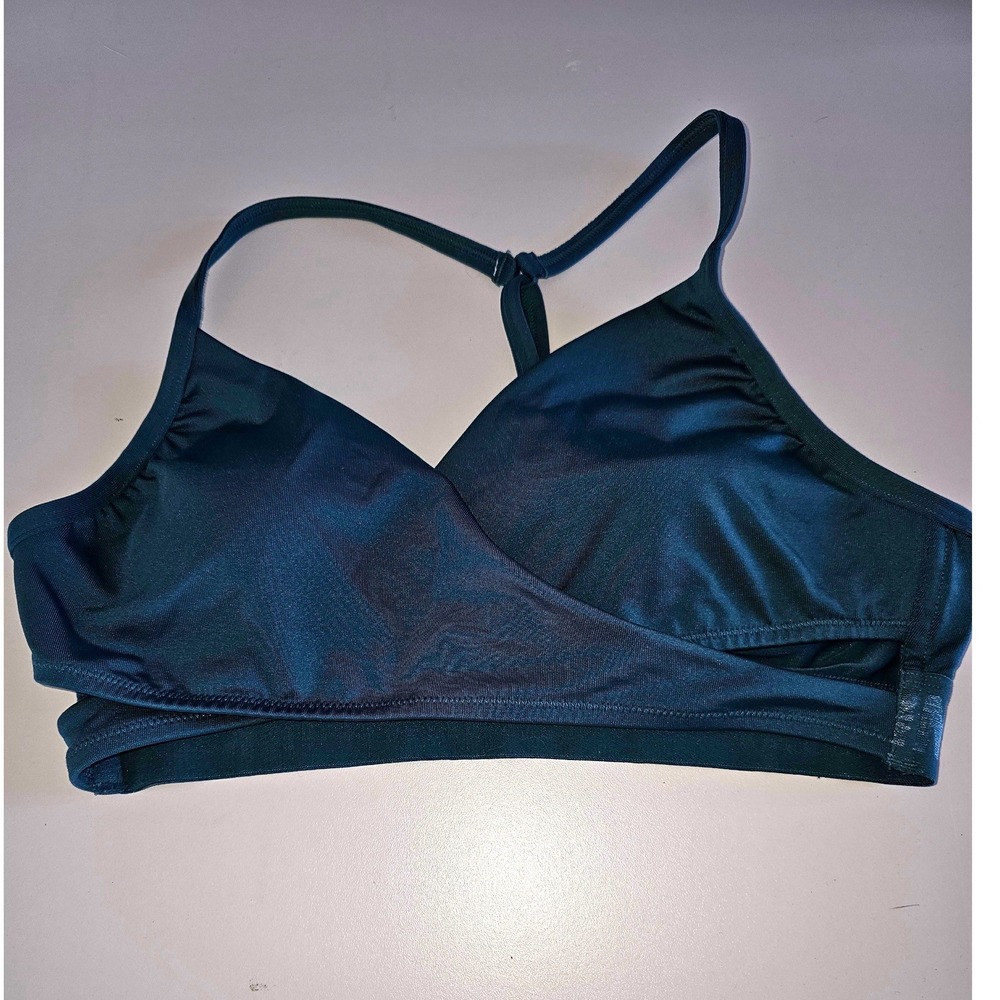 Victoria's Secret Pink Sport Teal Blue Wrap Front Sports Bra Medium Lightly Line